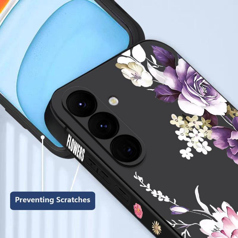 S25 Ultra Case Purple Peony Flower Cover For Samsung Galaxy S24 S22 Ultra S23 Plus S21 FE A54 A15 A35 A55 A16 A36 A56 5G Capa