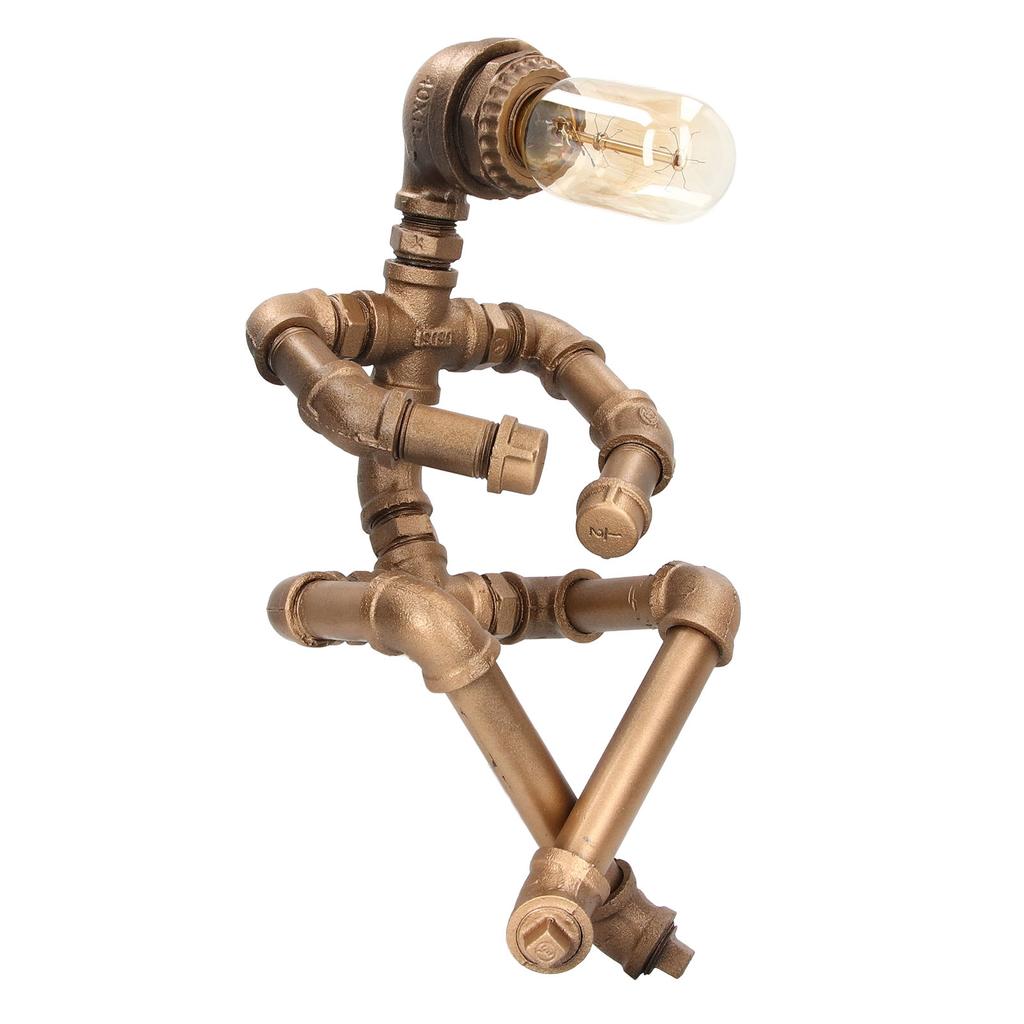 Retro Desk Lamp Unique Pipe Robot Shape E27 Exquisite Vintage Table Lamp for Home Living Room Cafes