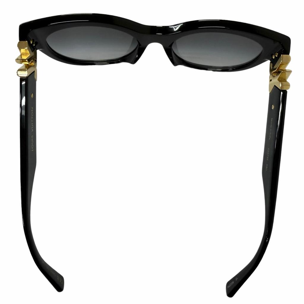 Excellent LOUIS VUITTON LV GO-14 Round Sunglasses Black Women Z2378E Used