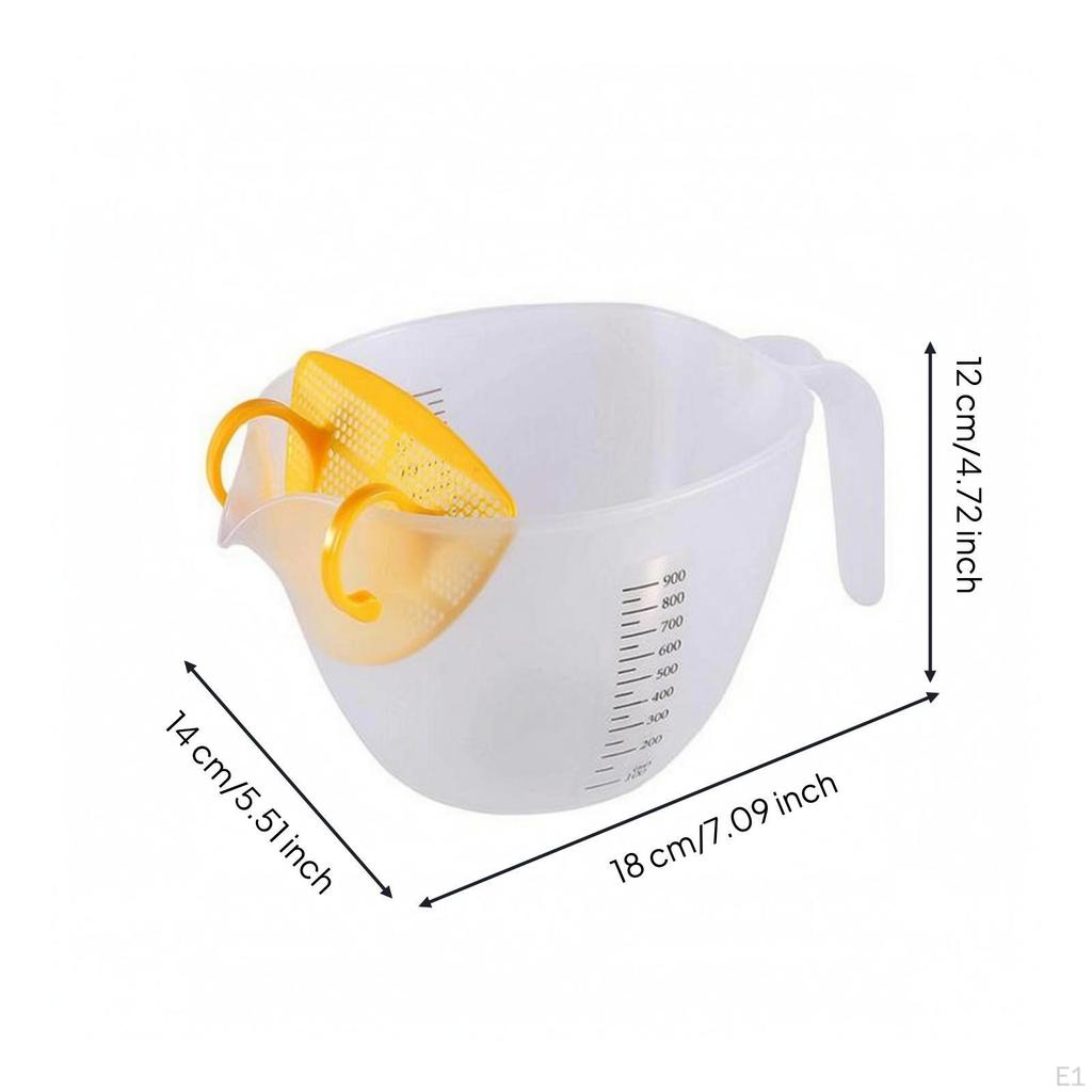 Graduated Mixing Bowl Builtin Strainer Pouring Measurement Lines Kitchenware