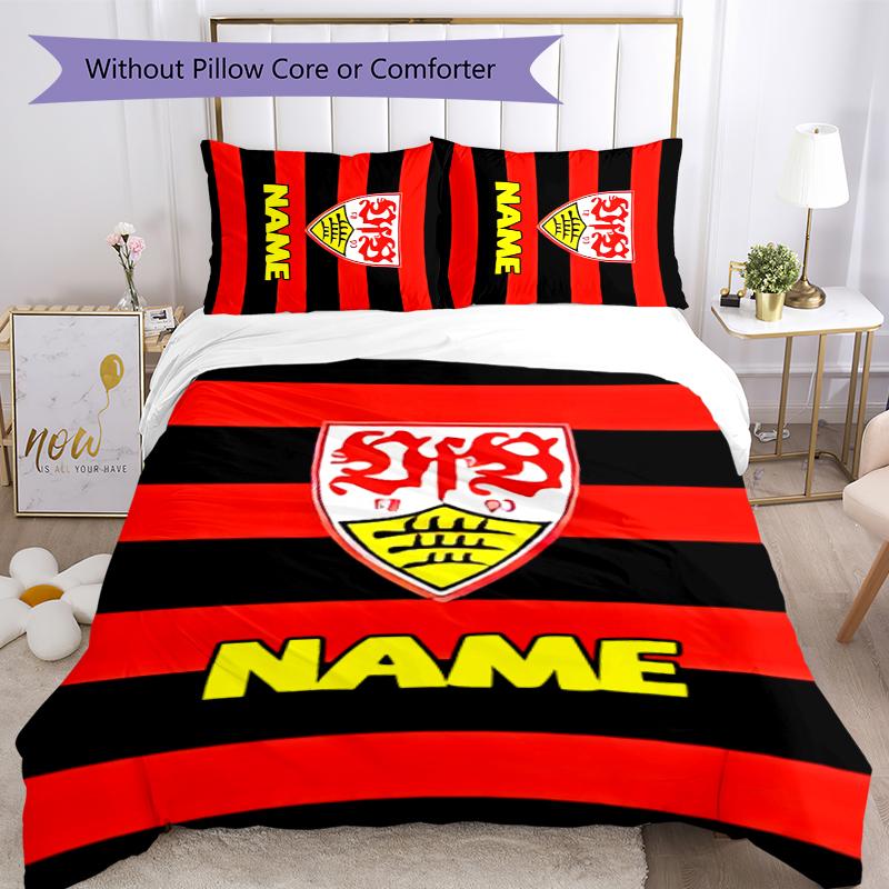 3pcs Custom Name VfB Stuttgart Bedding Set Duvet Cover Closure Includes 1 Duvet Cover & 2 Pillowcases for All Seasons Bedroom Decor