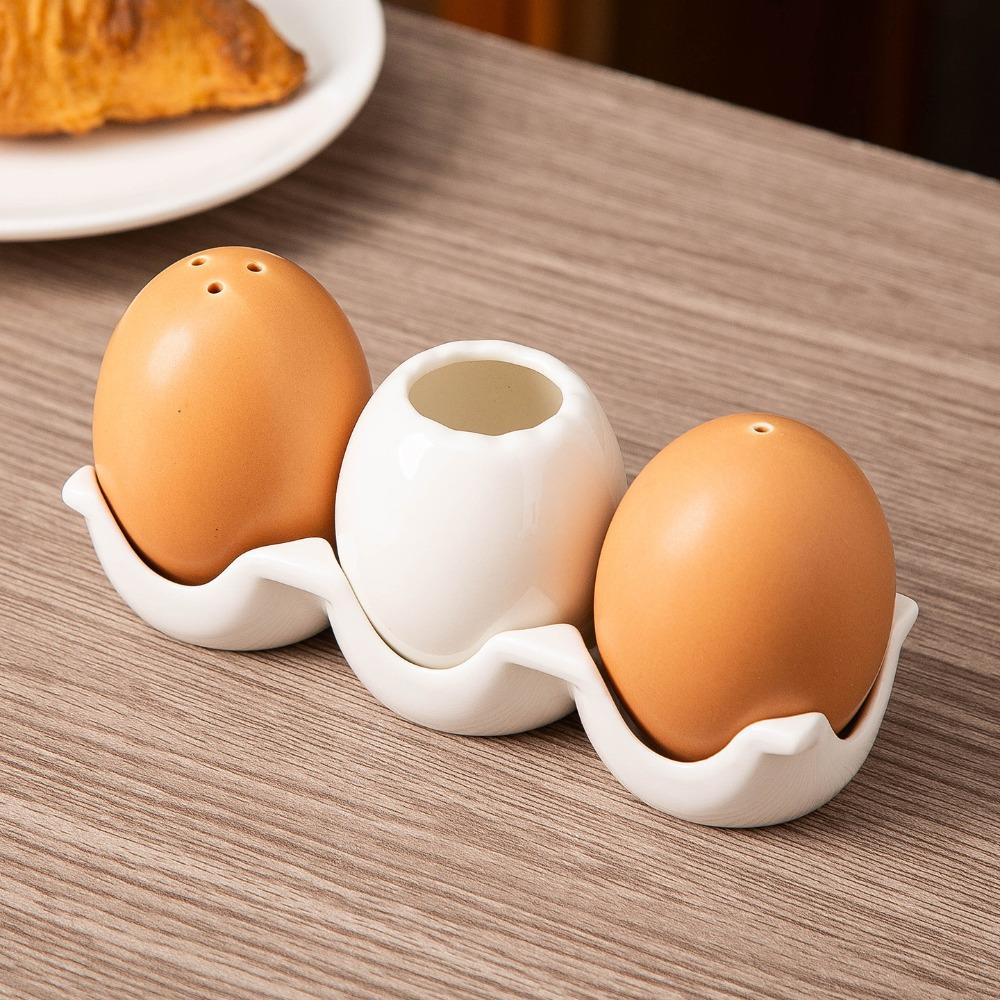 Mini Salt and Pepper Bottle Ceramic Seasoning Jar Creative Simulated Egg Spice Jar Set  Cooking