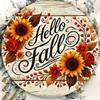 Hello Fall Metal Sign Sunflower Autumn Leaves Wall Decor Rustic 2D Iron Art Home Bar Cafe Kitchen Gift