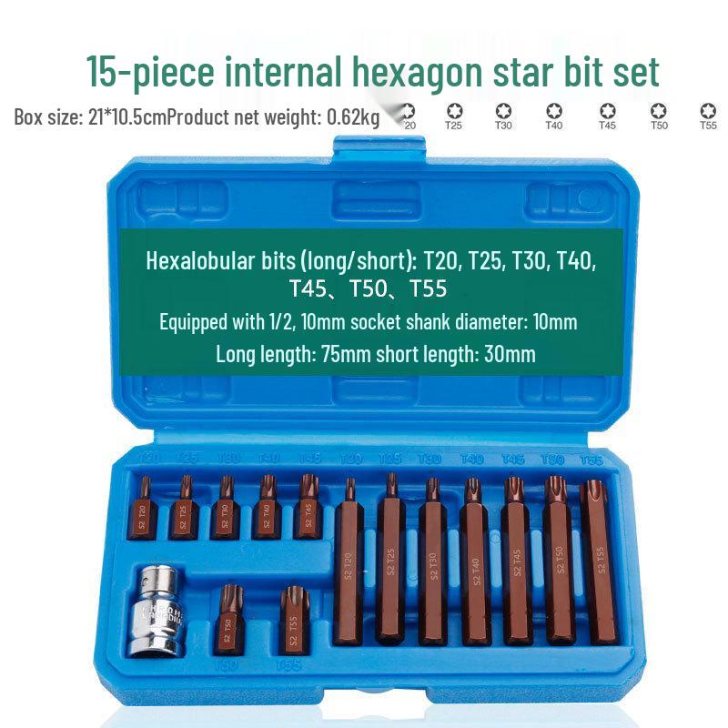 1/2'' Hex Torx Extended 12-Point Impact Socket Set