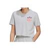 Adidas Originals Trefoil Logo Print Crew Neck Short Sleeve T-Shirt Women Tops Gray H22755