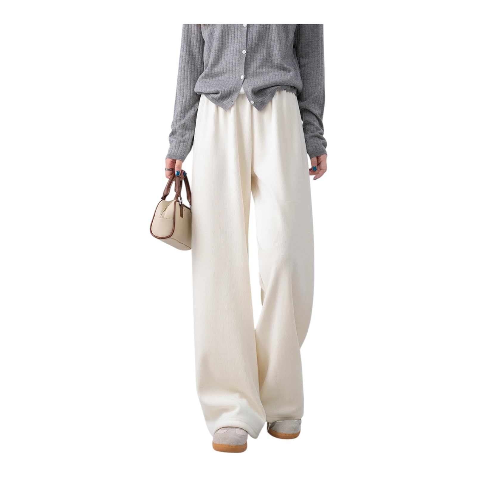 

Corduroy Cold Weather [nijibra] Slimming, Warm, Fur-Lined Pants, Wide-Leg Pants, Protection, Women s (Ivory, Medium) слоновая кость