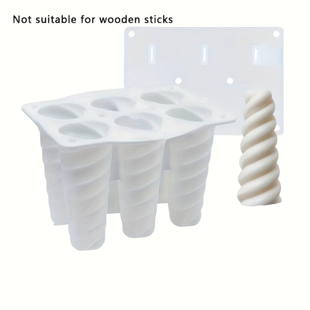 1pc Spiral Ice Cream Mold 6-Hole Silicone DIY Ice Pop Mold Ice Tray For Ice Maker Summer Beach Vacation