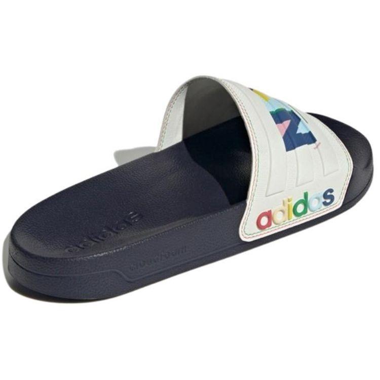 Adidas Neo Adilette Shower Letter Impact Resistant Breathable Leather Splicing Non-Slip Quick-Dry Slide Sandals Unisex Sandals White HQ3654