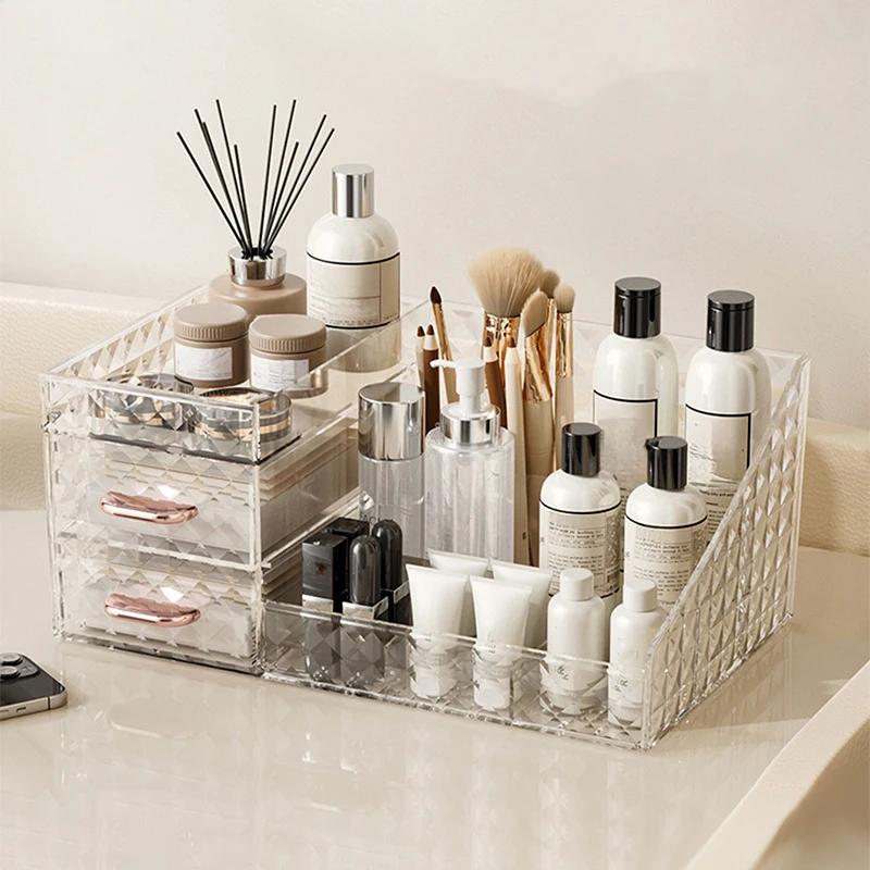 Makeup Organizer [Large Capacity] Cosmetic Organizer with Transparent Drawer - Multi-functional Lipstick & Cosmetic Organizer