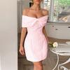 Women's Fashionable Color Elegant Temperament One Shoulder Strapless Skirt Dress
