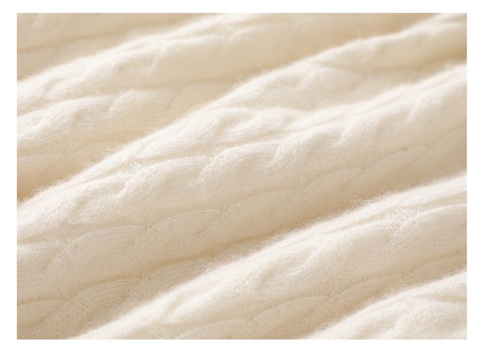 New Style Simple Temperament Women's Cashmere Hoodie Sweater with Full Body Cable Knit Base Layer