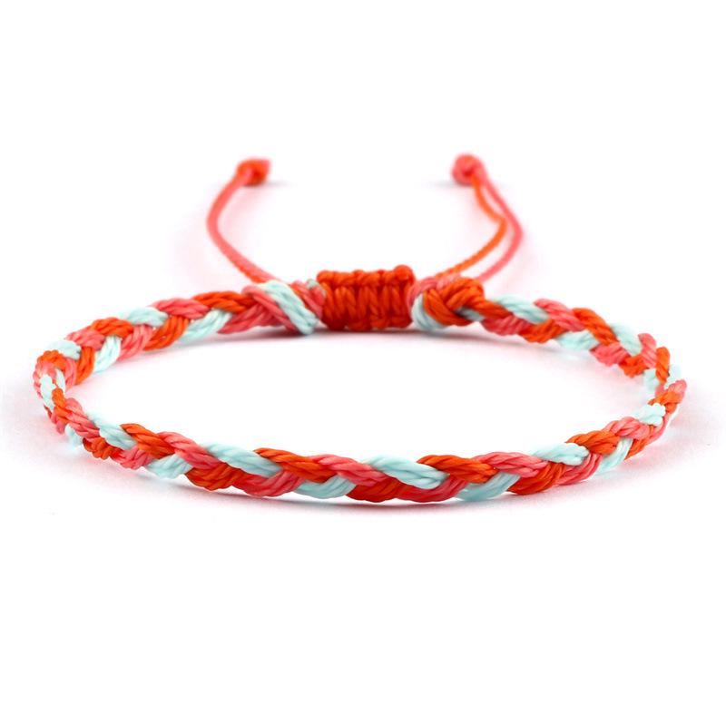 Adjustable Colorful Three-Strand Braided Waxed Thread Bracelet Set for Couples and Handmade Jewelry