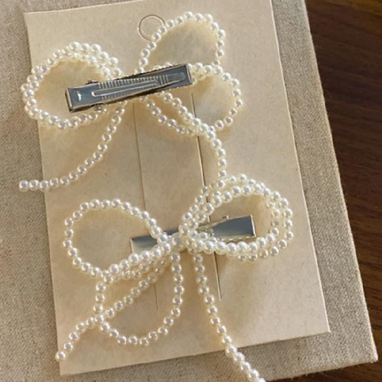 2PCS Hair Clip Artificial Pearls Flower Hairpin Side Bangs Clip Shopping Sidepin Side Pin Lady Hair Styling Tool