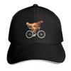 Quirky Chicken Riding Bicycle Baseball Cap Quick Dry Performance Cotton Twill Breathable Contrast Two Tone Brim