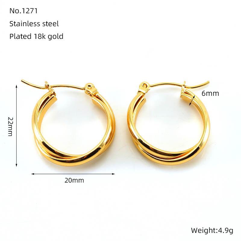 

European and American Extremely Simple Fashion Multi-layer C-shaped Earrings Women s New Light Luxury Personalized Earrings 2026 18K