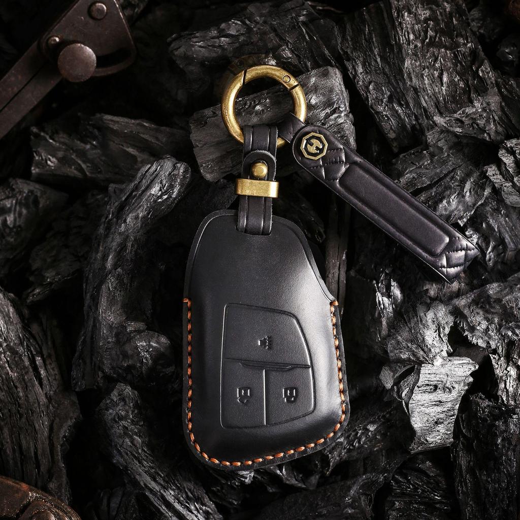 High-End Retro Leather Key Cover for Buick Envision with Buckle Protection