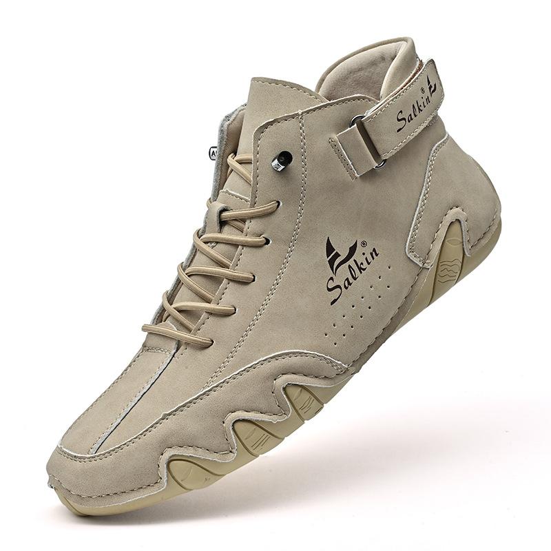 Handmade Leather Men Shoes 2025 New Retro Designer Ankle Boots Light Breathable Walking Shoes Slip on Drive Loafers Moccasins 48