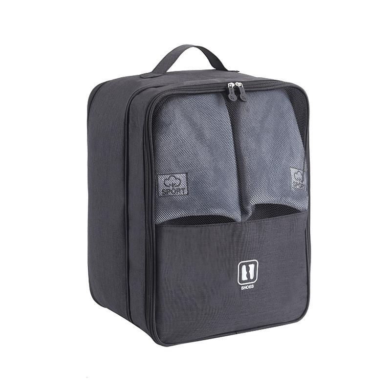 Black And Gray Shoe Organizer Bag For Travel Bedroom And Makeup Storage Cube Shape