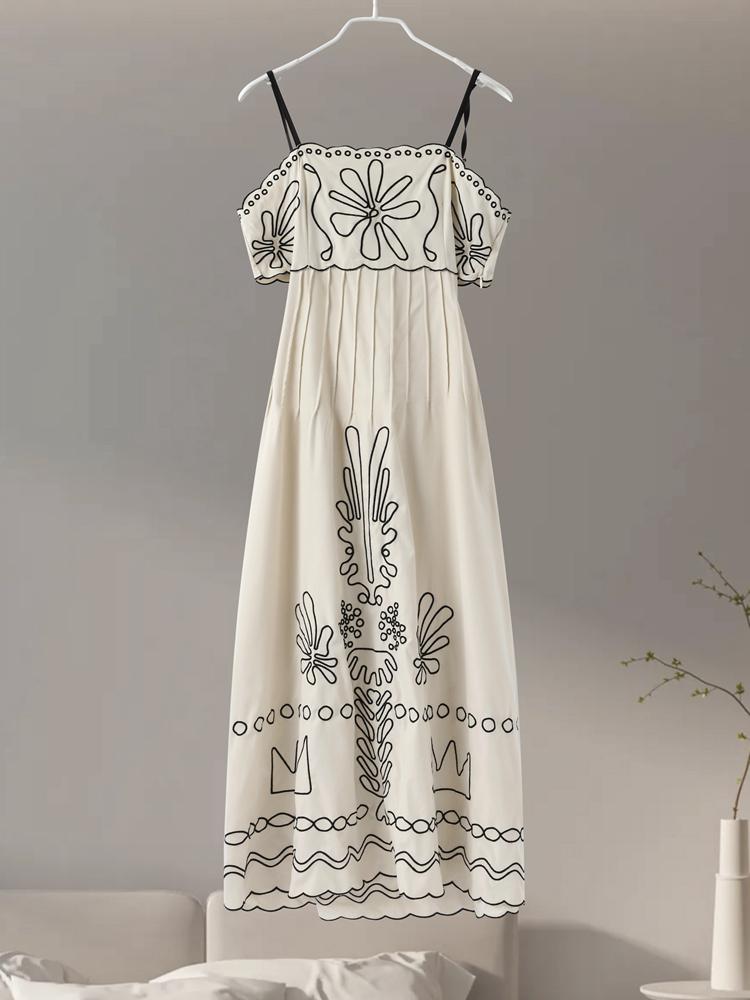 Potištěné Sling Cut Out Bez rukávů Skládané kapsy bez zad Dámské dlouhé šaty Letní plážový dámský župan