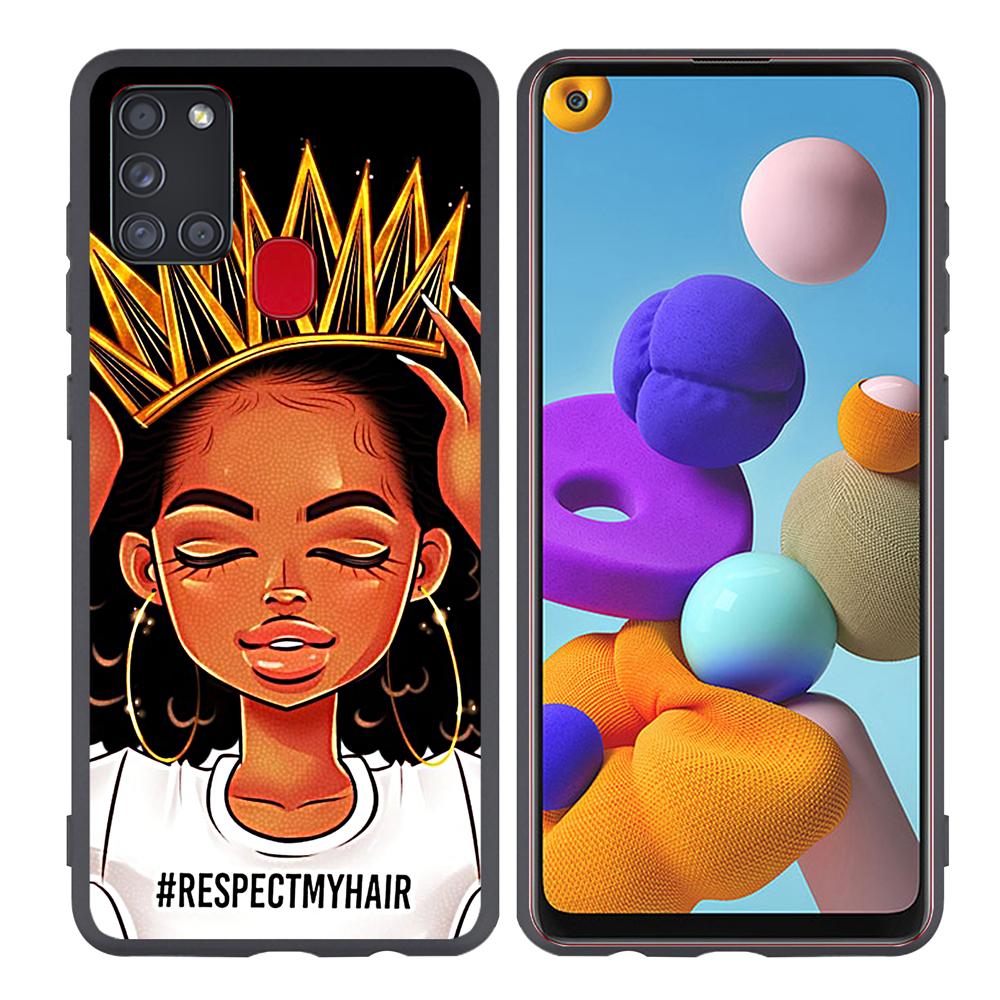 Cartoon Black Girls Printed Soft Mobile Phone Case for Samsung Galaxy A54 A32 S25 Matte Finish Shockproof