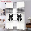 2PCS Digital Printed Curtains, Bows Black Plaid Girly Checkered Pattern, Window Curtains for Living Room Bedroom Home Decoration