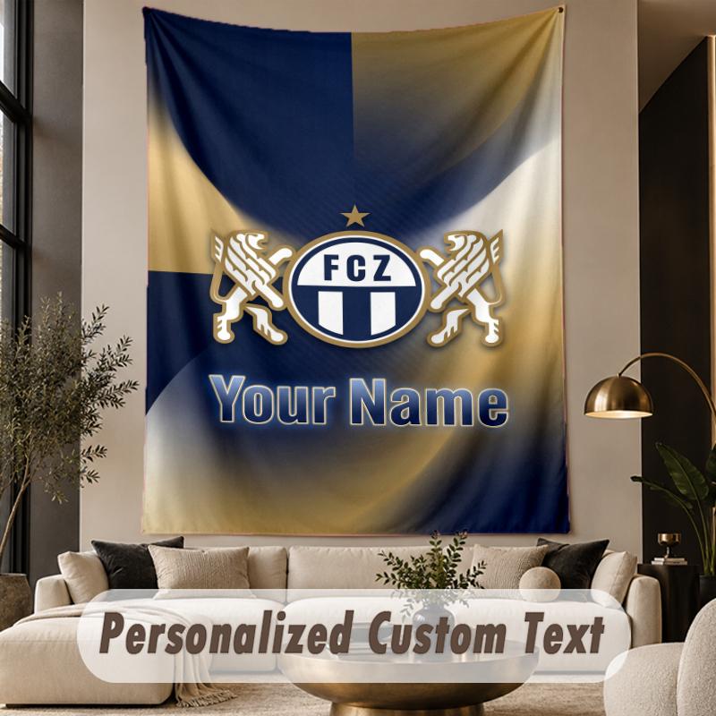 Custom Text Tapestry FC Zürich Print Wall Tapestry Indoor Living Room Wall Decor