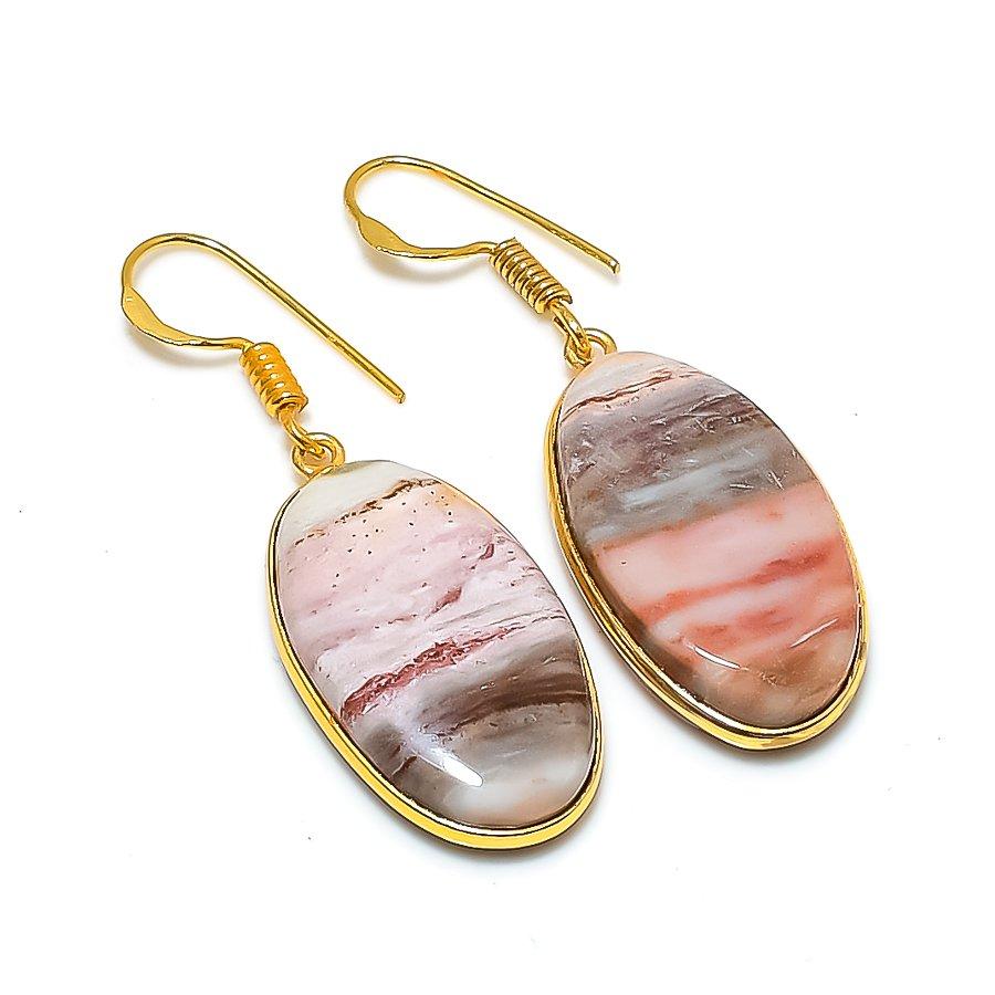 Bloodstone Gemstone 925 Solid Sterling Silver Jewelry Earring 1.69" GK-5725