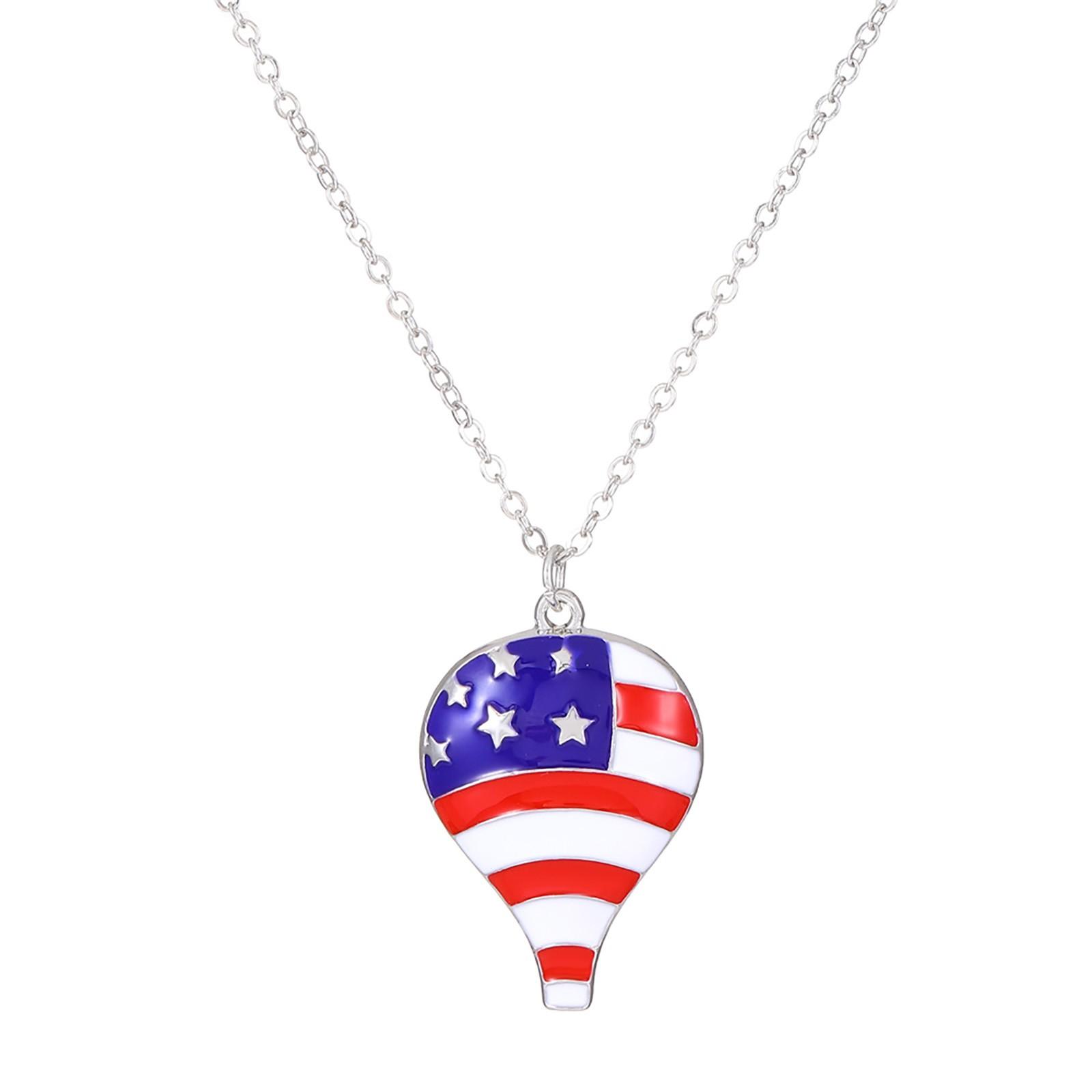 

Independence Day Diamond Love Pendant Clavicle Chain Necklace One Size