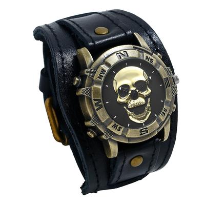 Men's Watch Skull Antique Bracelet Rock Punk Skull Leather Strap Waterproof Analog Quartz Watch Gothic Accessory - Birthday Christmas Valentine's