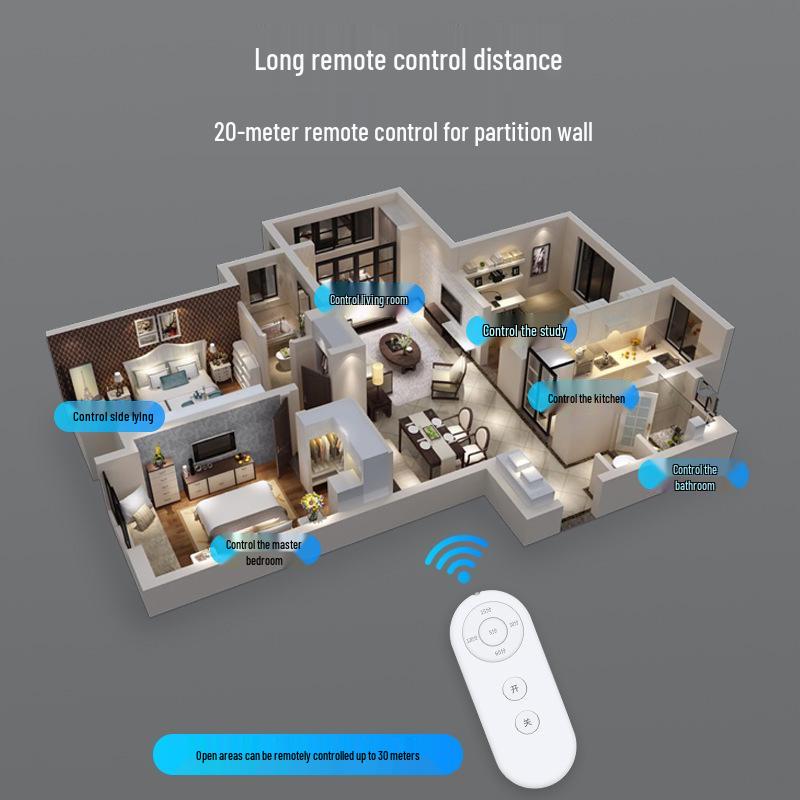 Universal Wireless Remote Control Lamp Holder for LED Bulbs, 220V Screw Base, Bedroom Lighting Fixture.