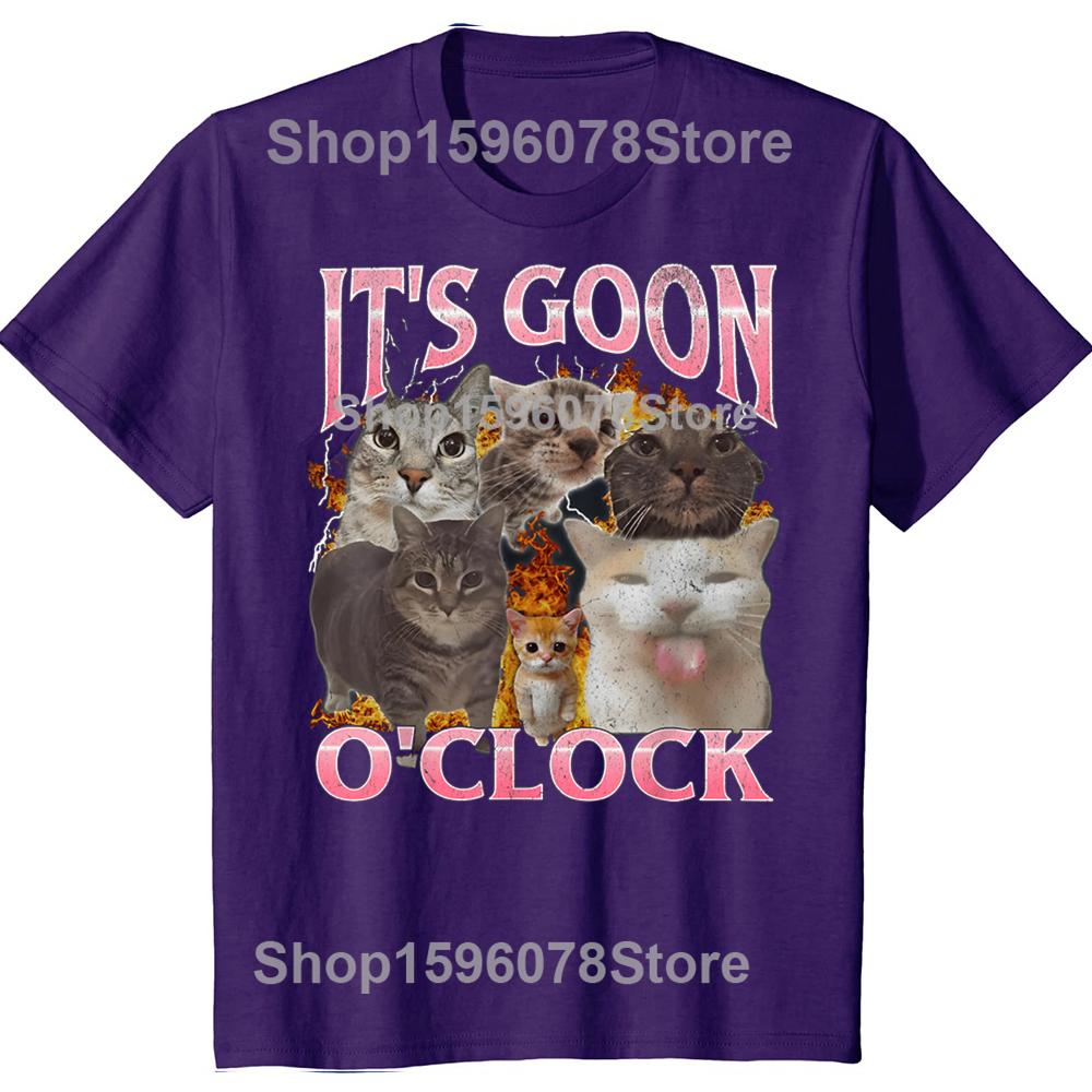 

Funny IT s GOON O CLOCK Cat Graphics T Shirt Men Women Casual Hip Hop Streetwear T-shirt Cotton Short Sleeve Oversized Clothes 4XL