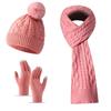 3Pcs/Set Warm Knit Beanie Snood Set Knitted Touchscreen Gloves Winter Hat Scarf Gloves Set  Unisex
