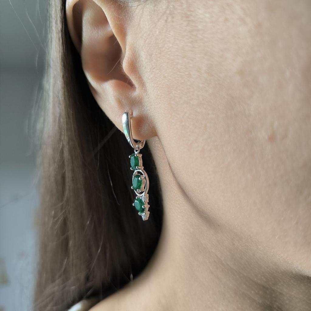 Серебряные серьги с изумрудом nano 2.338ct (2195627)