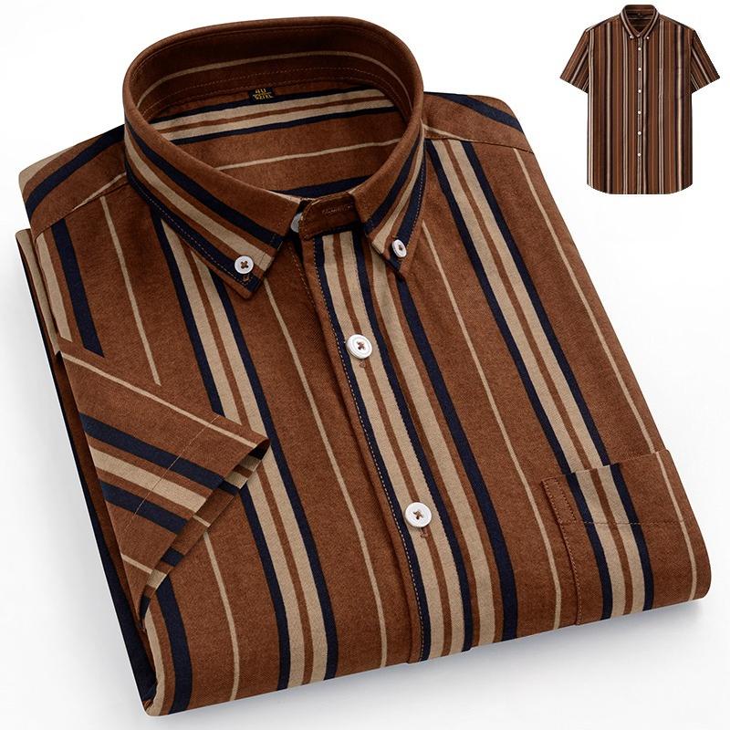 

Батал 14XL 100% хлопок оксфорд летние рубашки с коротким рукавом для мужчин приталенного кроя повседневная однотонная рубашка в полоску элегантная дизайнерская одежда 54