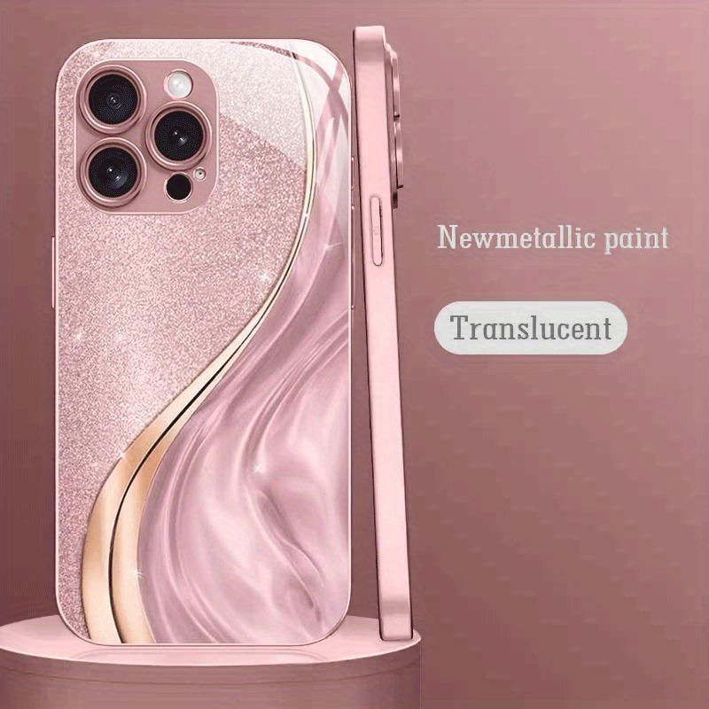 Pulver Kristall Treibsand Kurvenmuster Metallische Farbe Glas Handyhülle Für iPhone 17 16 15 14 13 12 Pro Max Plus 16E 17Air Hülle