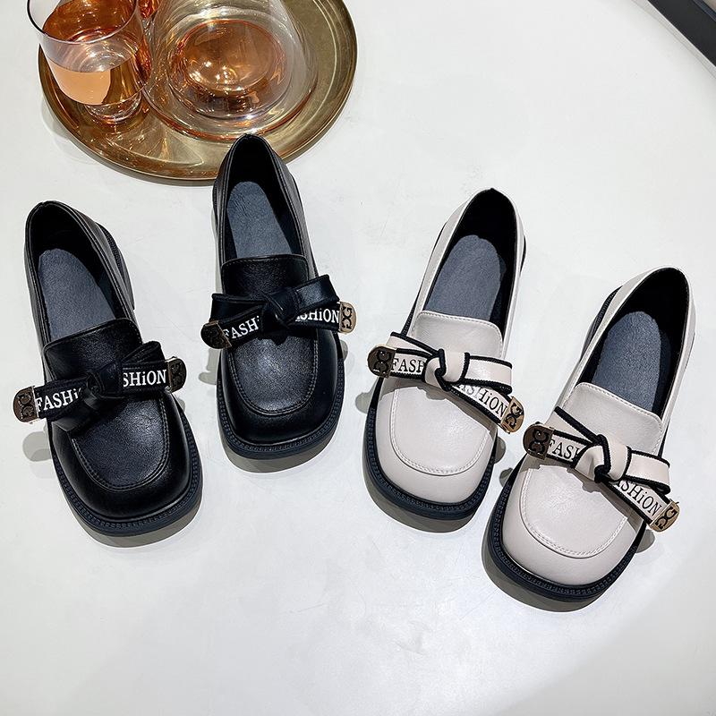 Summer retro leather shoe design new thin thick-soled muffin sole shoes