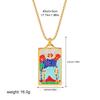 New Design Colorful Enamel Tarot Cards Pendant Necklaces  18K Gold Plated Sun Star Moon Box Chain Choker Jewelry for Women
