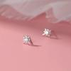 Beixi S999 Sterling Silver Star Earrings: Fashionable Eight-Pointed Studs with Black and White Cubic Zirconia