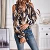 Elegant Long-sleeved V-neck Zipper Women’s T-shirts
