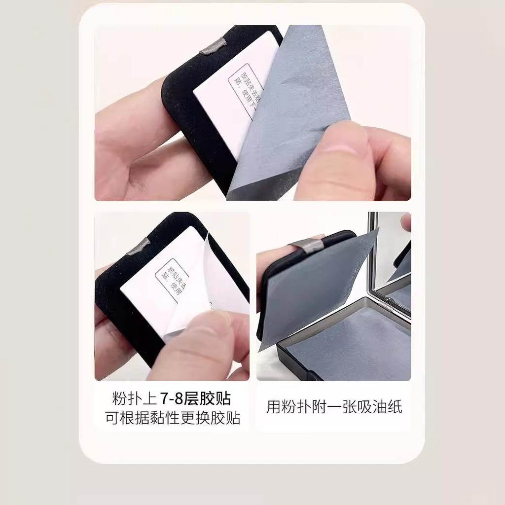 Face Oil Absorbing Paper with Puff & Mirror, Portable Velvet Oil Blotting Sheets, 100 Sheets Per Box, Instant Matte Finish, Makeup Setting & Touch Up