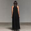 European Resort Ruffle Halter Sleeveless Long Summer Dress - Women's Slimming Style