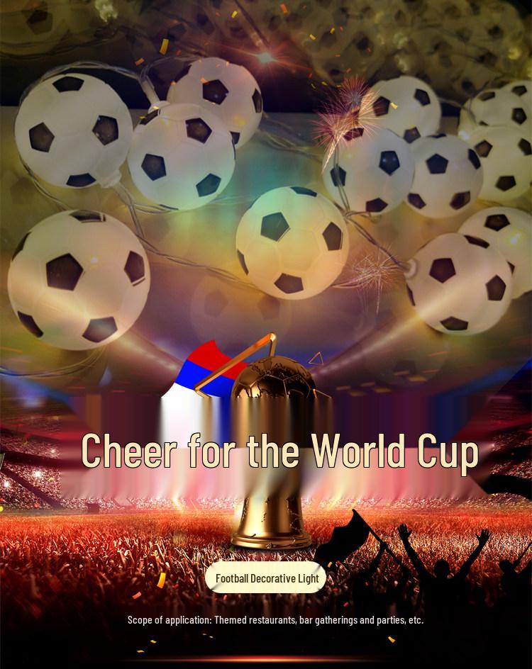 World Cup Football Theme LED String Lights - Indoor Party & Festival Decor - Baby's Breath Colorful Design