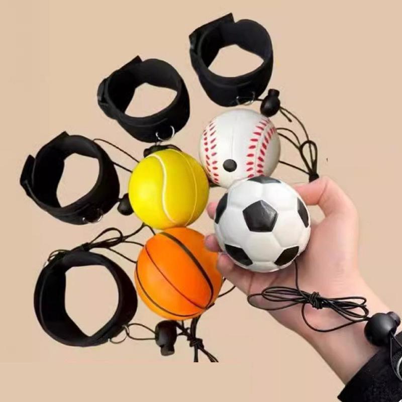 1-4PCS New Elastic Return Sponge Ball Nylon String Game Exercises Rubber Hand Ball Kids Toys Finger Band Balls Outdoor Yoga Ball
