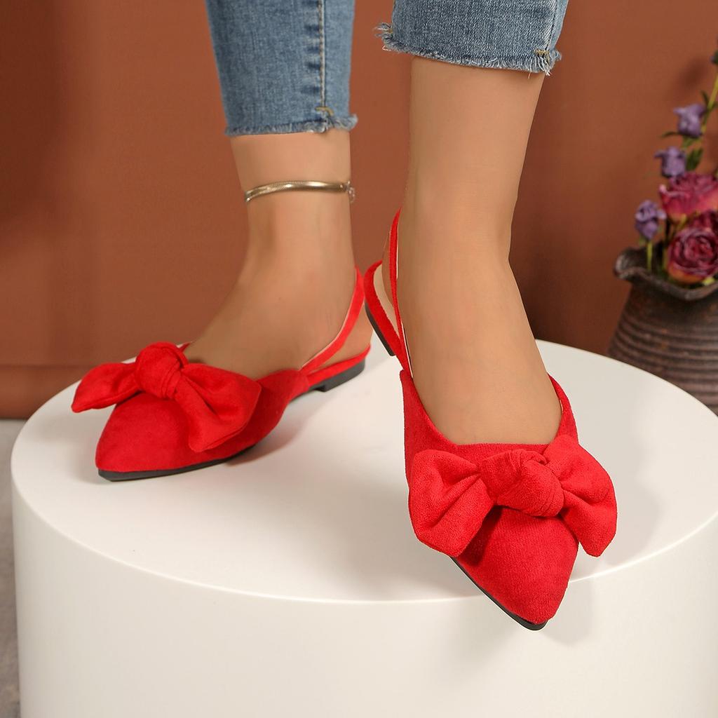 2025 New Ladies Shoes Closed Toe Women's Sandals Fashion Daily Summer Plus Size Butterfly-knot Slingbacks Flat Sandals