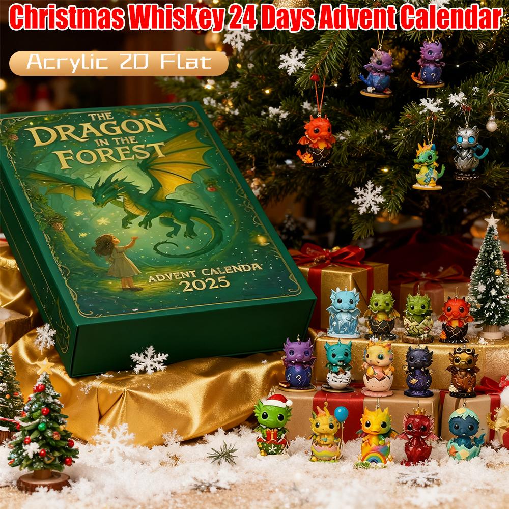 2025 Random Box Dragon in The Forest Advent Calendar Christmas Ornament with Unique Dragon Pendants Mystery Box for Adults Kids