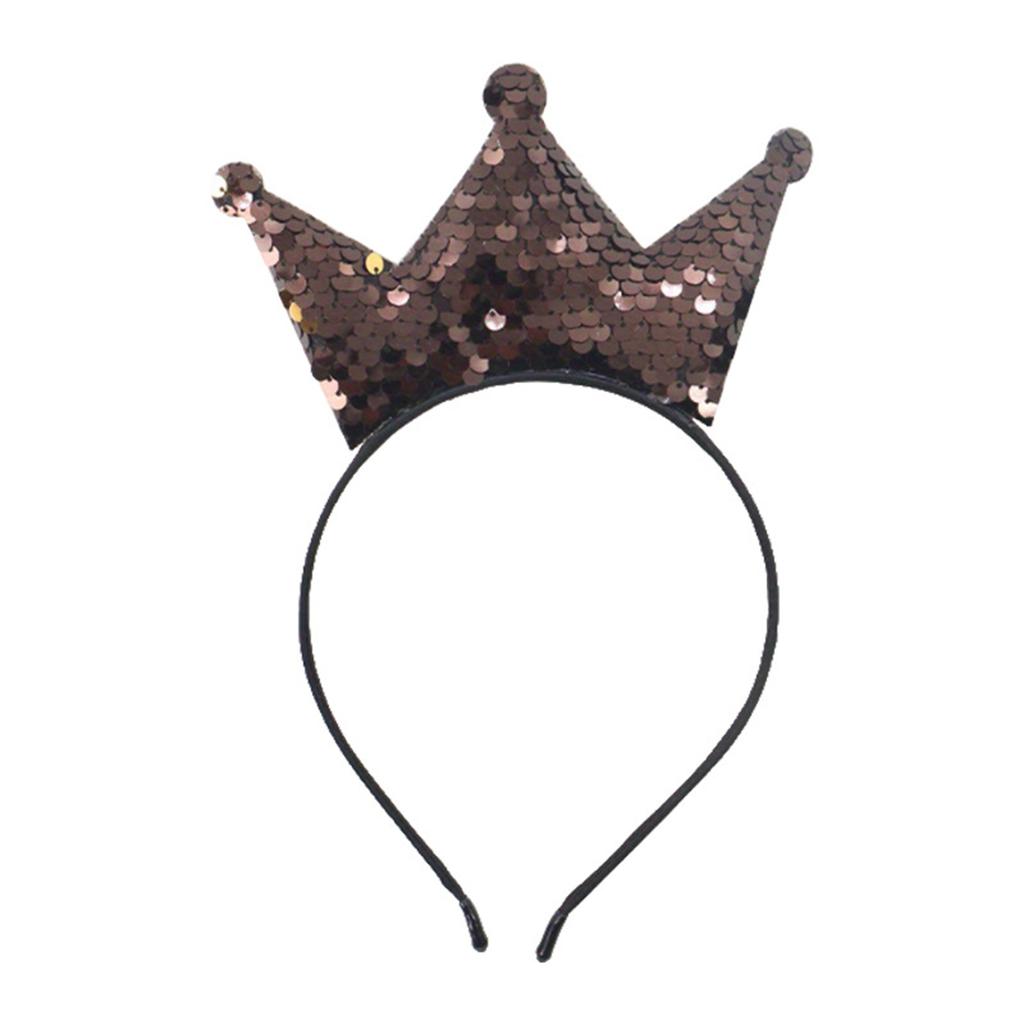 Sparkling Sequins Crown Hairband For Girl Birthday Party Glittering Headwear Toddler Birthday Party Hair Accessory