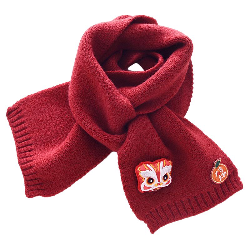 New Year's Red Children's Autumn Knitted Scarf