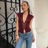 Women Lace Trim V Neck Top Cap Sleeve Form Fitting Casual Solid Color Open Front Blouse