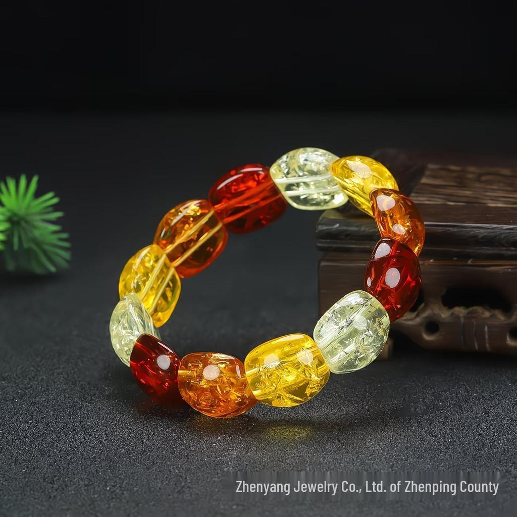 Handmade Colorful Ethnic Style Retro Natural Amber Beaded Bracelet