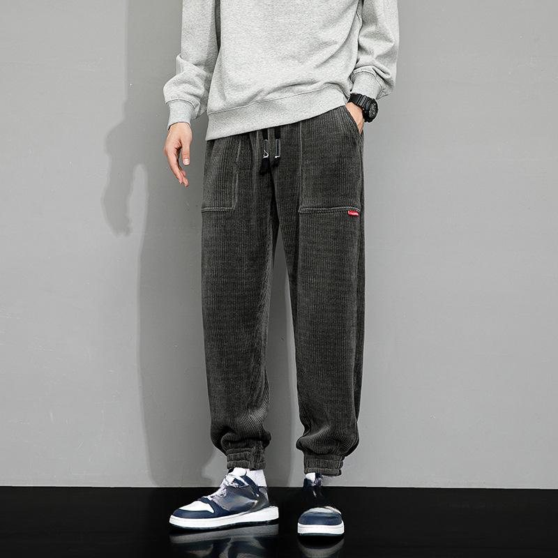 

Осенне-зимние вельветовые спортивные штаны мужские мешковатые джоггеры модная уличная одежда свободные повседневные шаровары размера плюс 8XL 3XL светло-серый